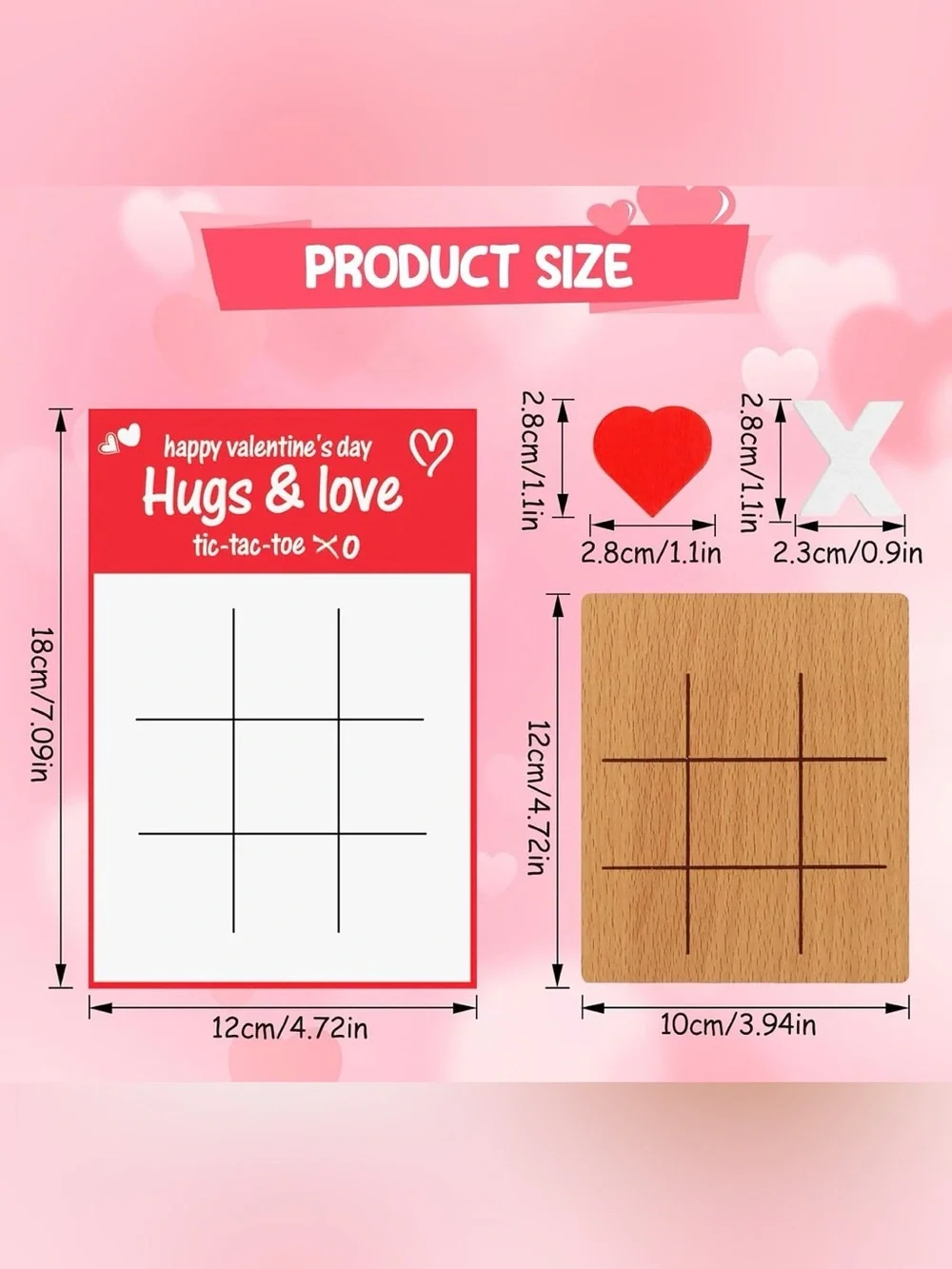 Valentine’s Day Gifts Wooden Tic Tacos Toe Game Cards for Kids